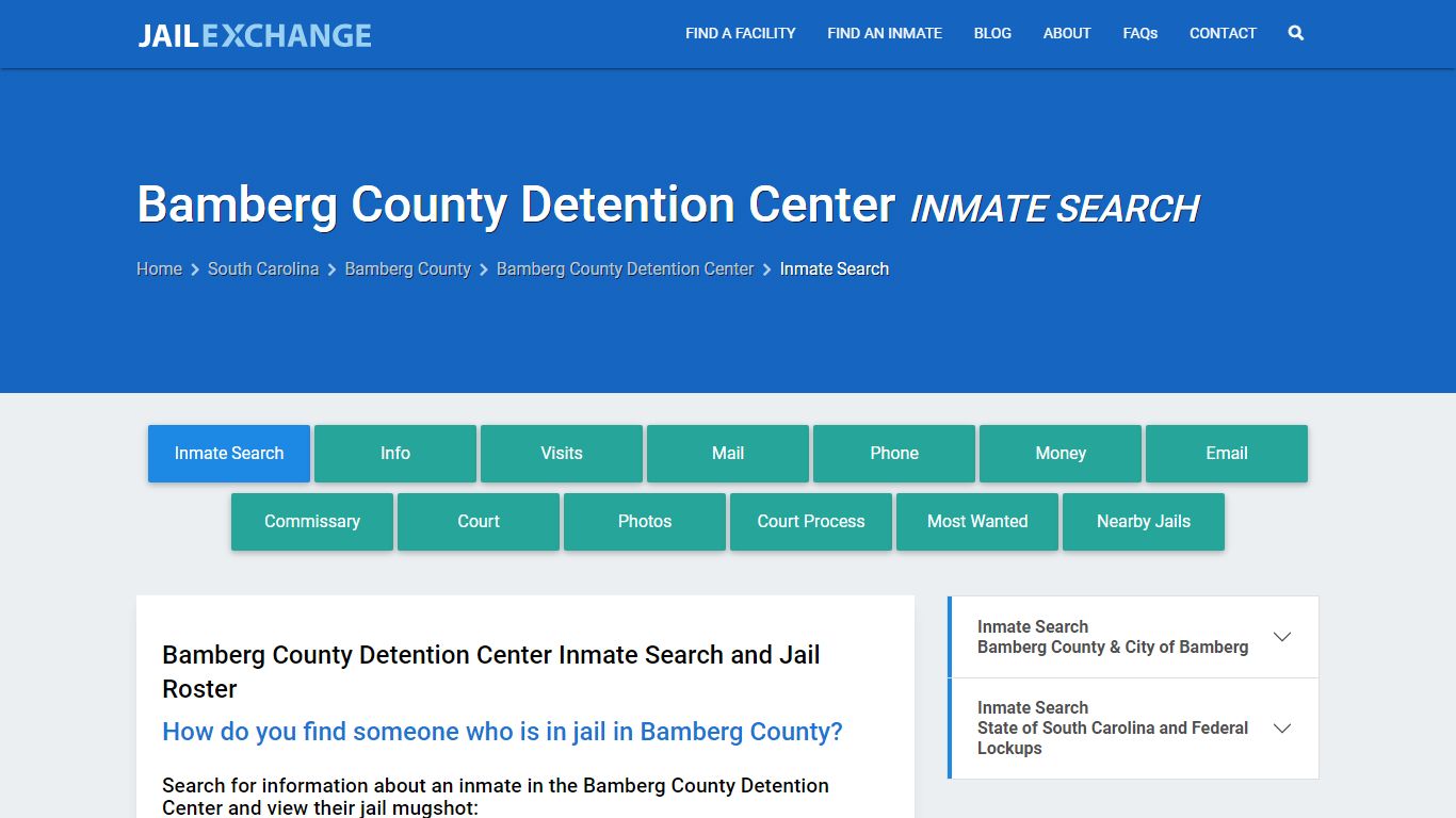 Bamberg County Detention Center Inmate Search - Jail Exchange